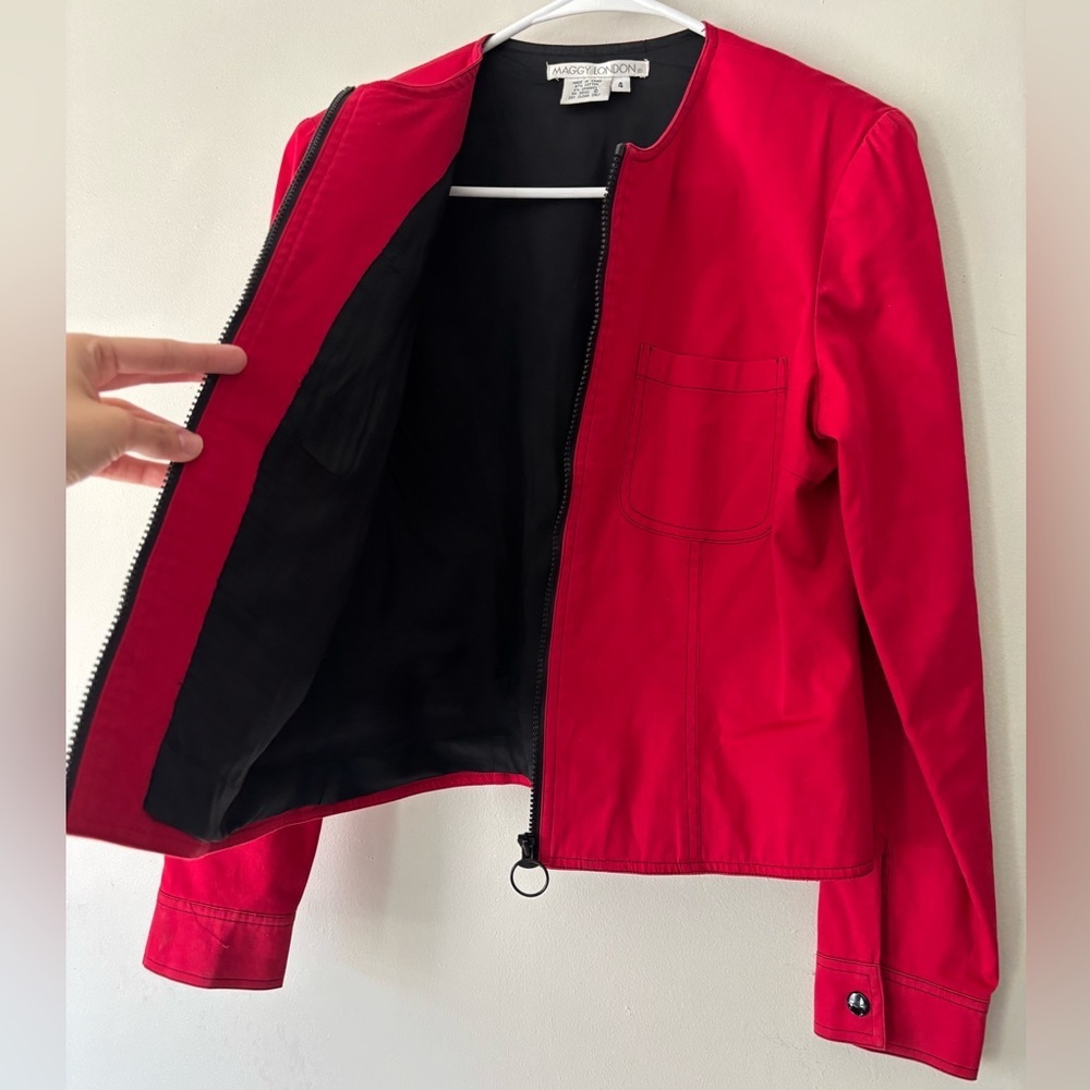 Vintage Euro Red Whimsigoth Zip Up Grunge Biker Cotton Streetwear Jacket Medium - Picture 8 of 10